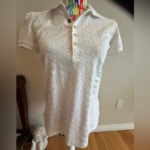 Ralph Lauren NWOT 100% cotton white eyelet top with a slight puffed short sleeve